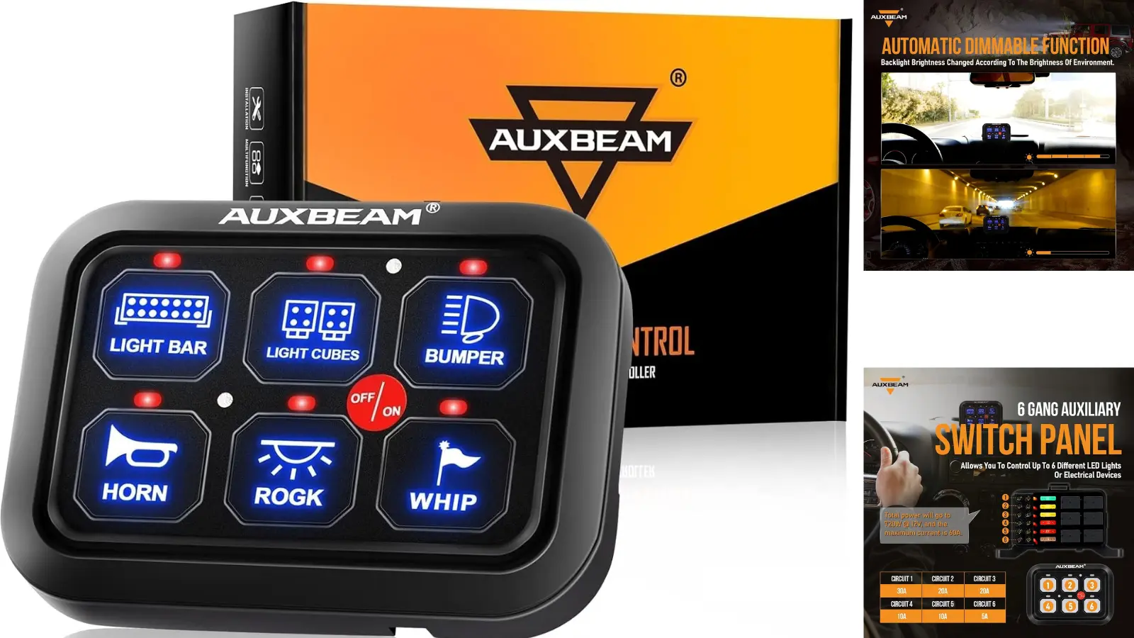 auxbeam gang switch panel