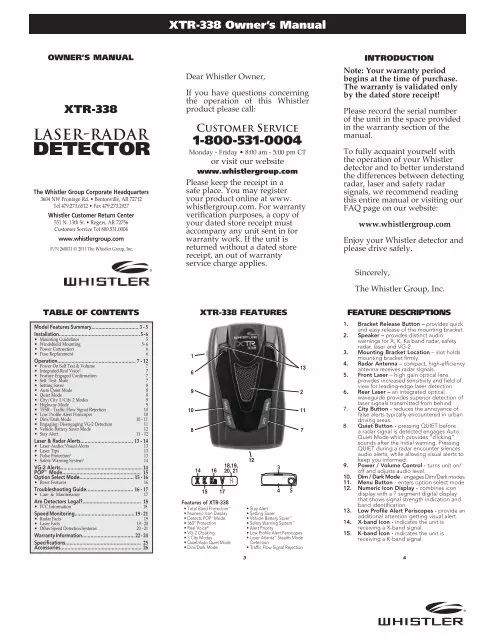 Whistler Radar Detector Manual